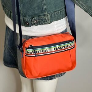 Nautica Crossbody Bag Orange Multicolor logo Shoulder Bag Pockets rainbow new